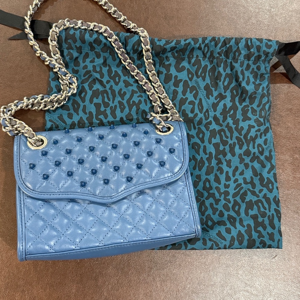 Vintage Rebecca minkoff blue leather chain purse with studs